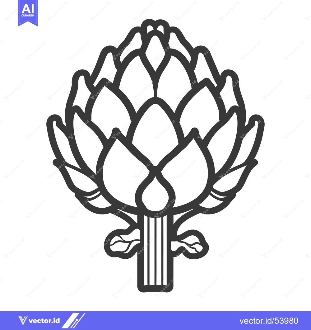 Premium Vector dari Line art illustration of a single artichoke