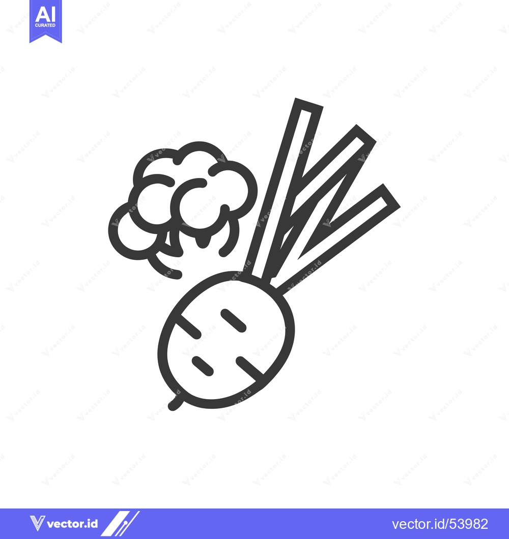 Premium Vector dari Line art illustration of a single beet with leaves