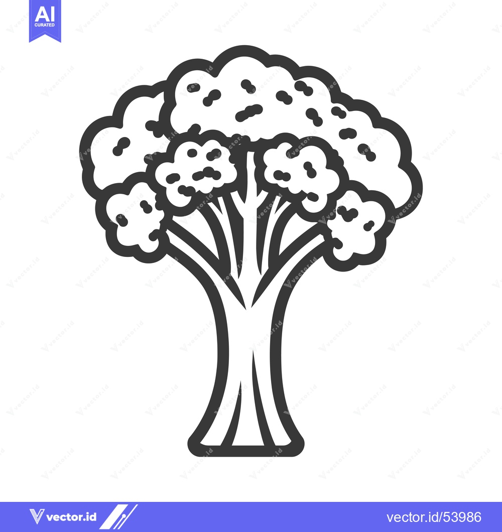 Premium Vector of Line art illustration of a single broccoli floret