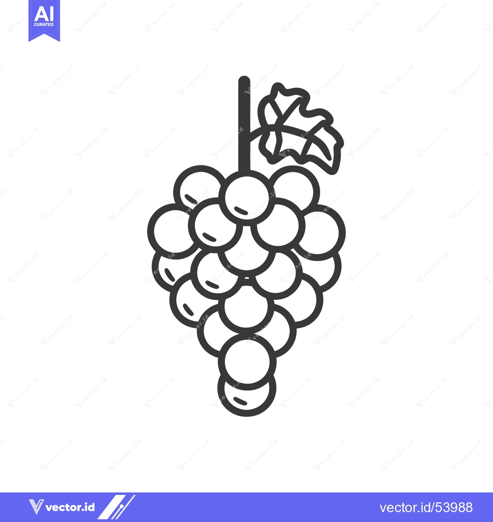 Premium Vector of Line Art Illustration of a Single Bunch of Grapes