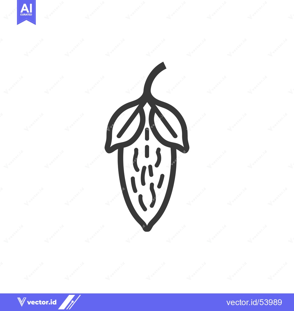Premium Vector dari Line Art Illustration of a Single Cacao Pod