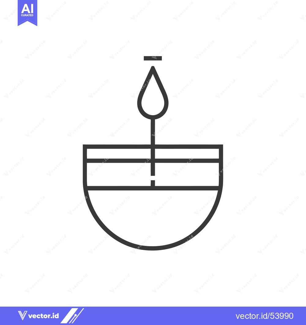 Premium Vector dari Line art illustration of a single candle in a bowl