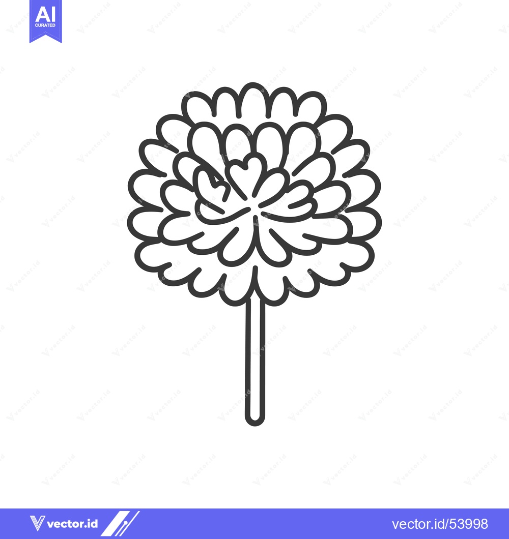 Premium Vector dari Line Art Illustration of a Single Flower with a Stem