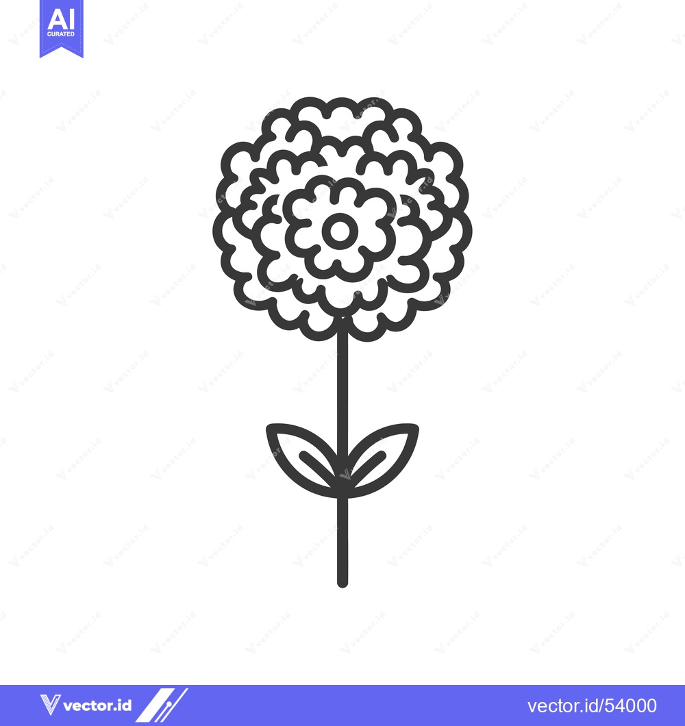 Premium Vector dari Line Art Illustration of a Single Flower with Leaves and Stem