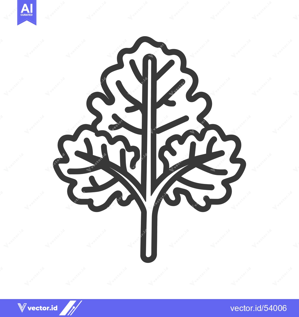Premium Vector of Line Art Illustration of a Single Green Leaf