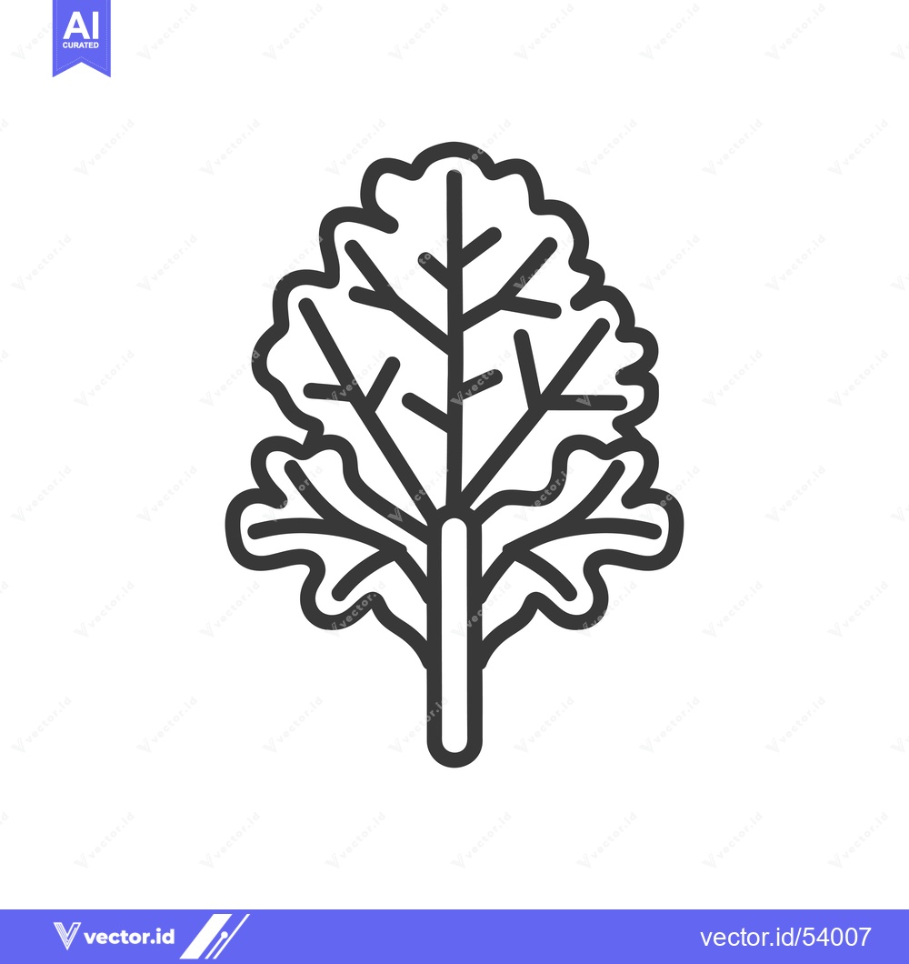 Premium Vector of Line Art Illustration of a Single Green Leaf with a Stem