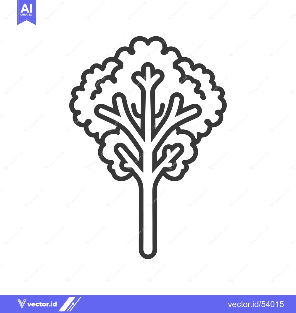 Premium Vector of Line art illustration of a single kale leaf