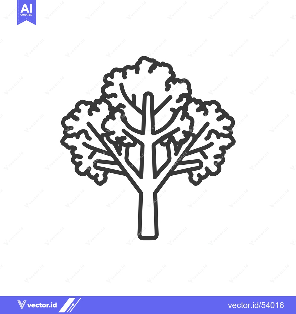 Premium Vector of Line Art Illustration of a Single Kale Plant