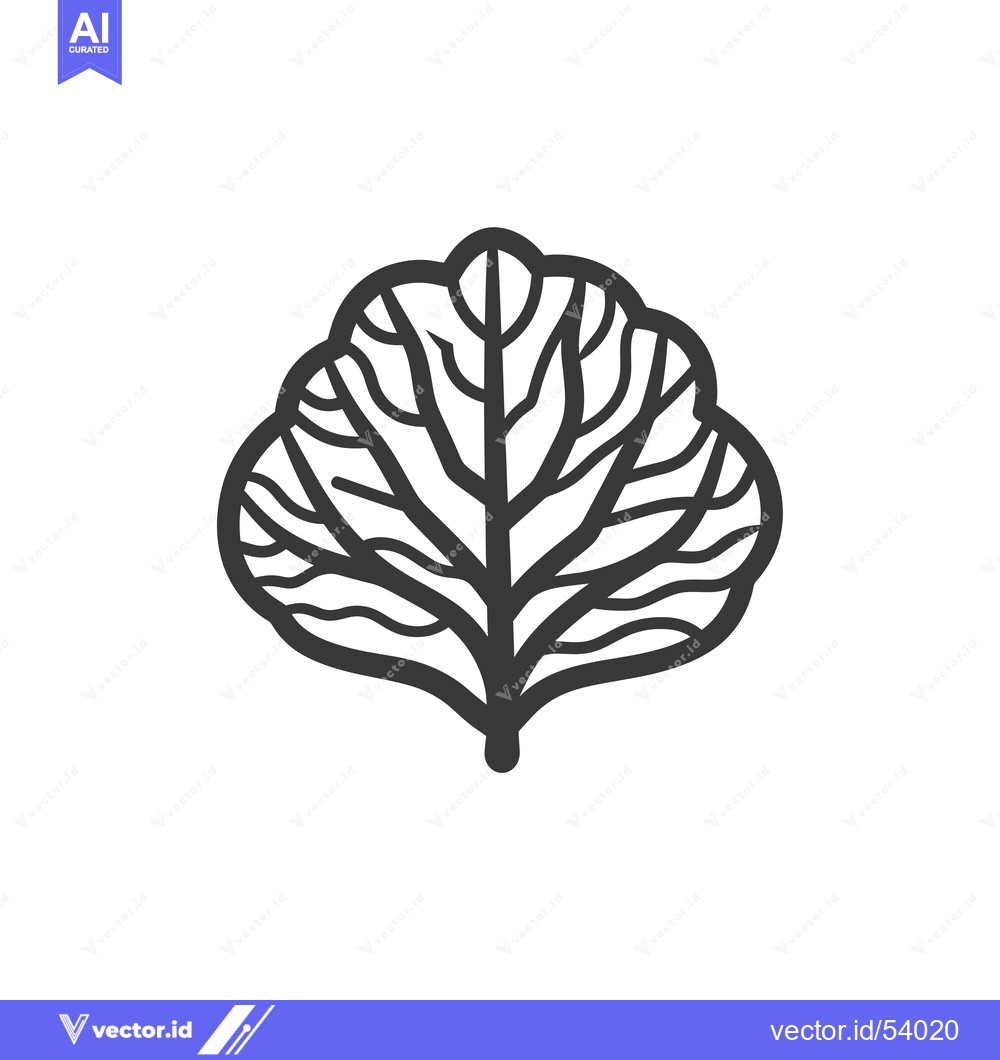 Premium Vector dari Line Art Illustration of a Single Leaf with Detailed Veins