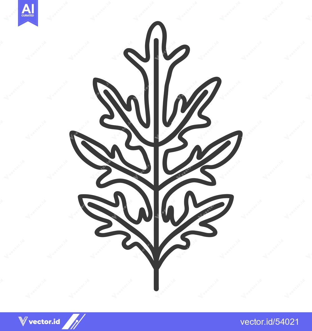Premium Vector of Line Art Illustration of a Single Leaf with Multiple Lobes