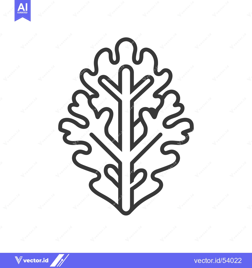 Premium Vector dari Line art illustration of a single leaf with multiple lobes