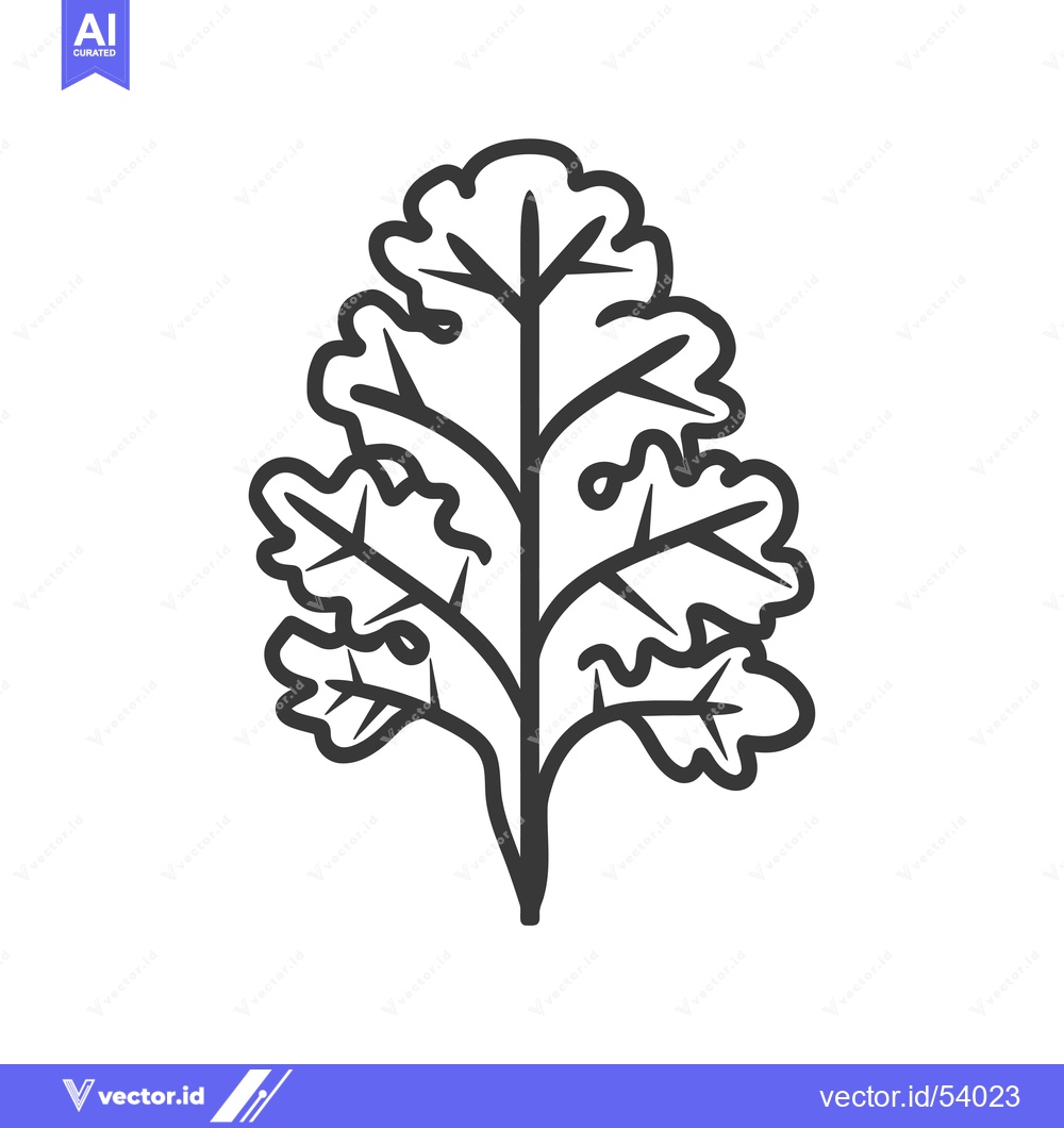 Premium Vector dari Line art illustration of a single leaf with multiple lobes