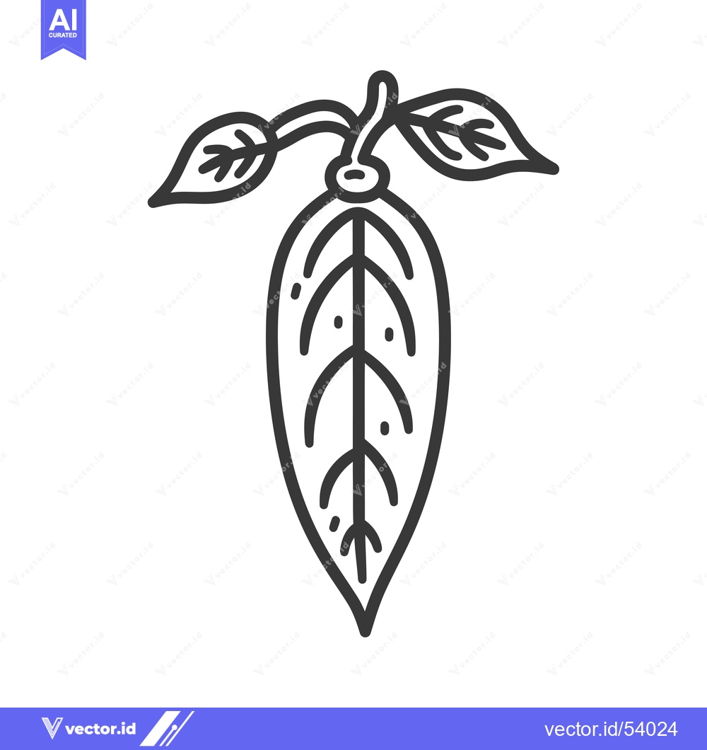 Premium Vector dari Line Art Illustration of a Single Leaf with Veins