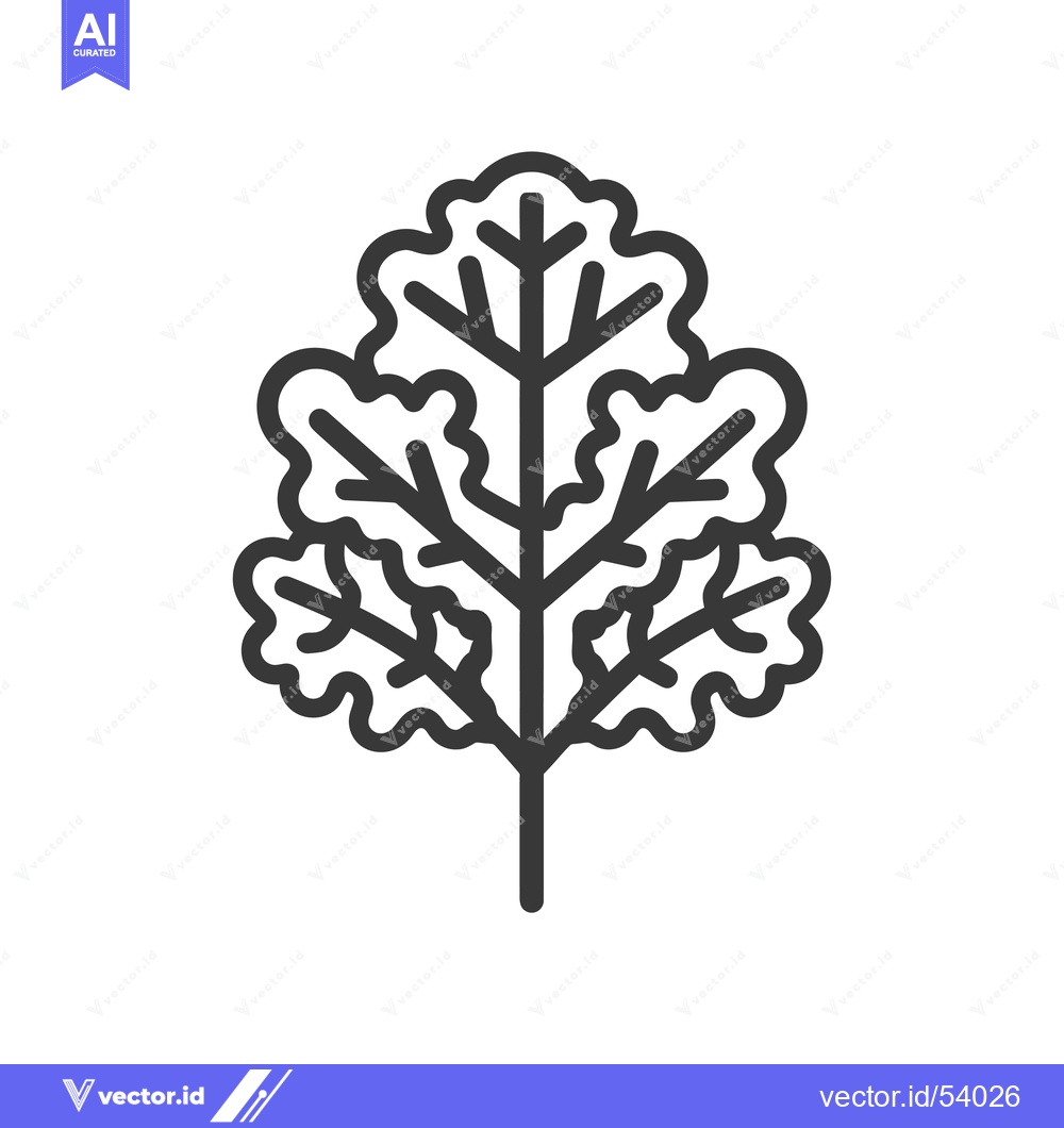 Premium Vector of Line art illustration of a single leafy plant with a stem