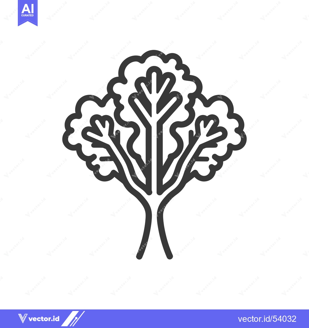 Premium Vector of Line art illustration of a single plant with three branches and leaves