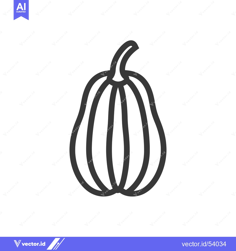 Premium Vector of Line Art Illustration of a Single Pumpkin