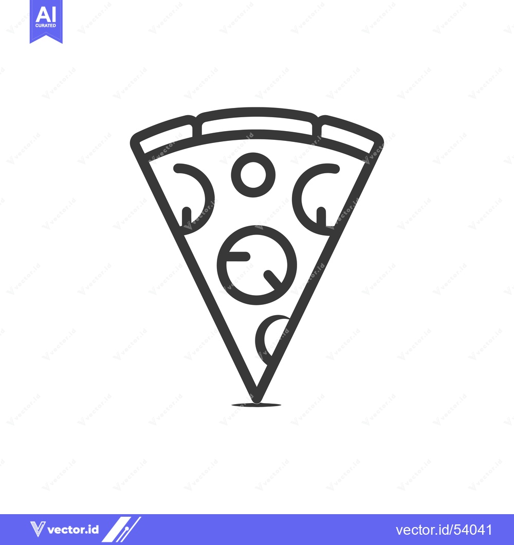 Premium Vector dari Line Art Illustration of a Single Slice of Pizza with Toppings