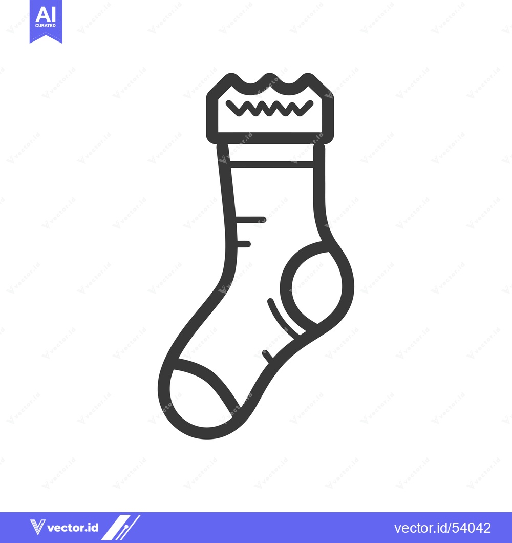 Premium Vector dari Line art illustration of a single sock with a zig-zag top