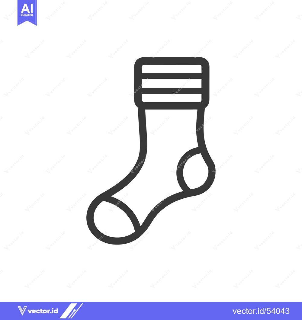 Premium Vector of Line Art Illustration of a Single Sock with Stripes