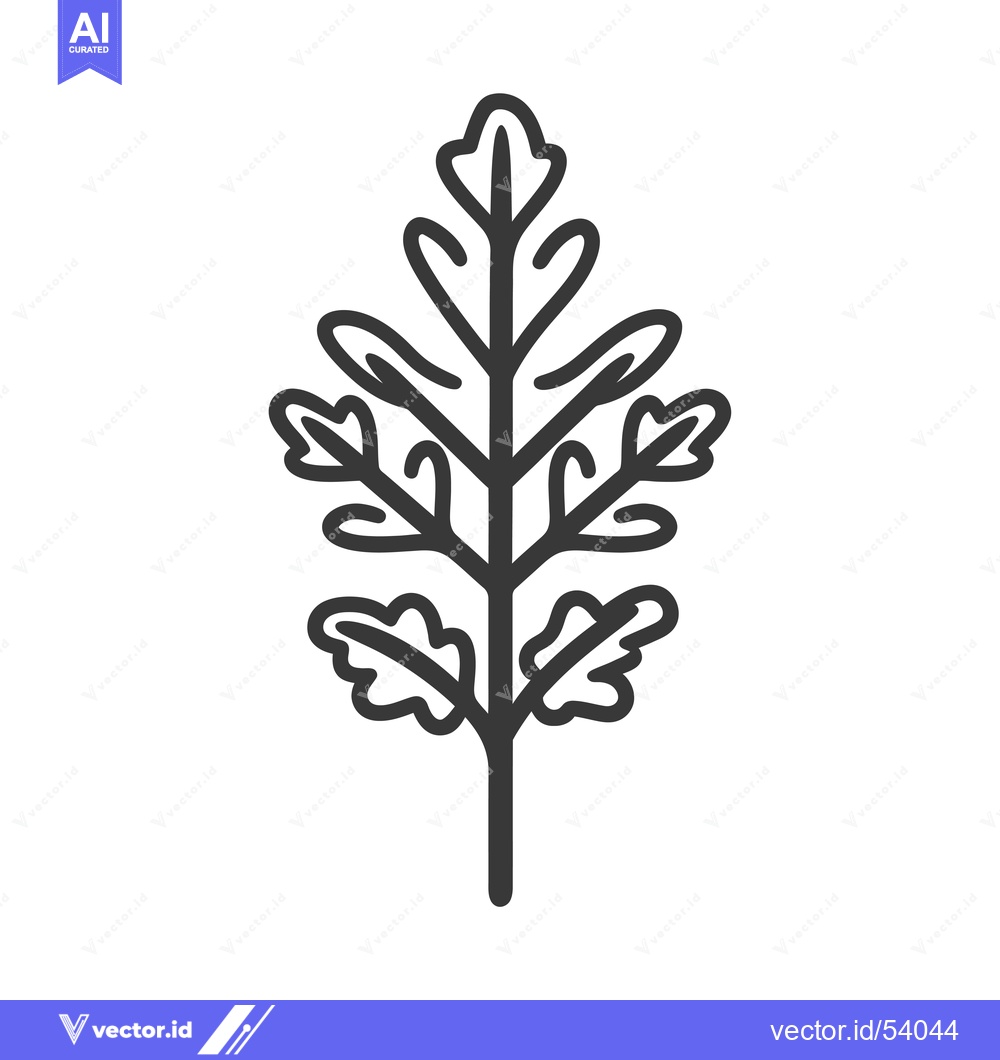 Premium Vector dari Line art illustration of a single sprig of parsley
