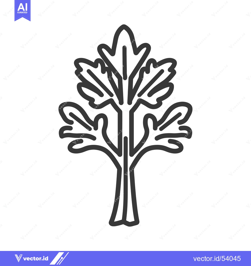 Premium Vector of Line Art Illustration of a Single Sprig of Parsley
