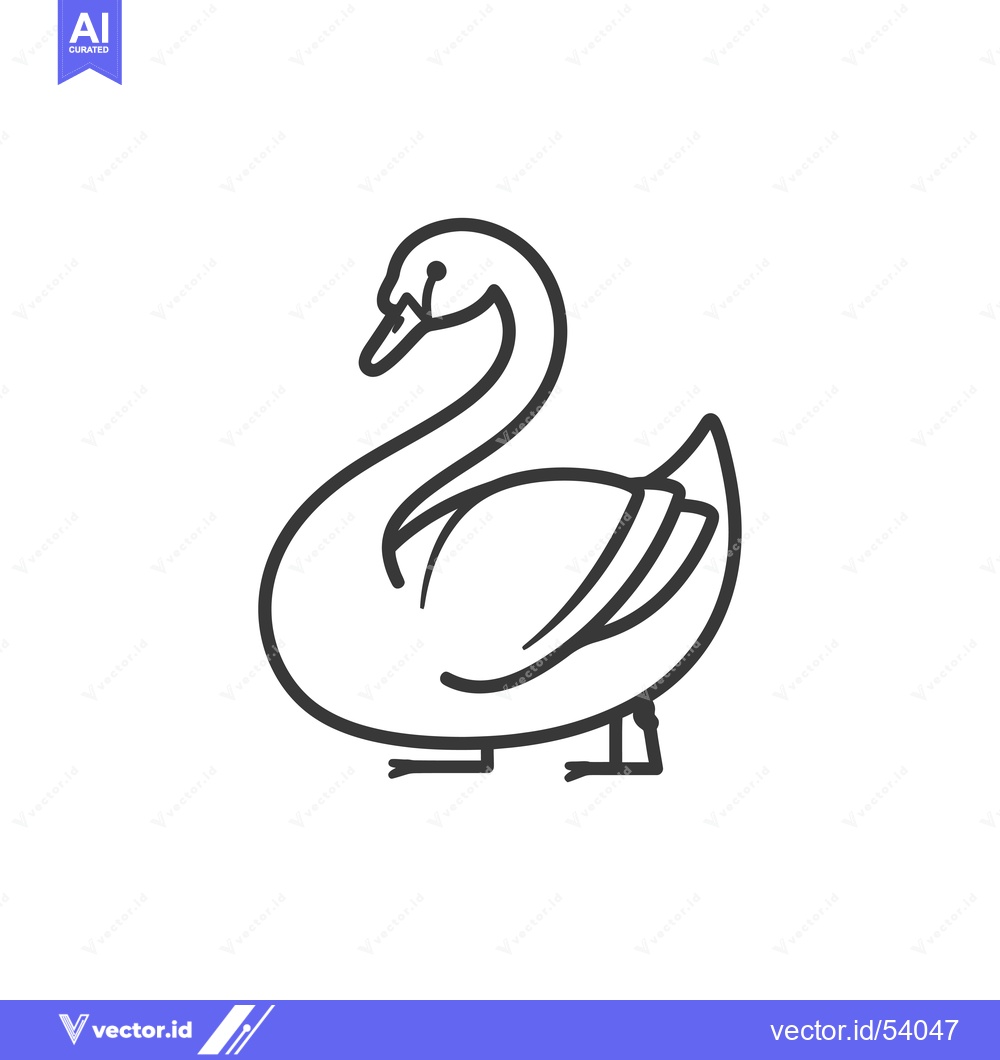Premium Vector dari Line Art Illustration of a Single Swan