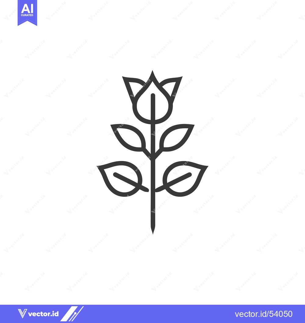Premium Vector dari Line Art Illustration of a Single Tulip with Leaves