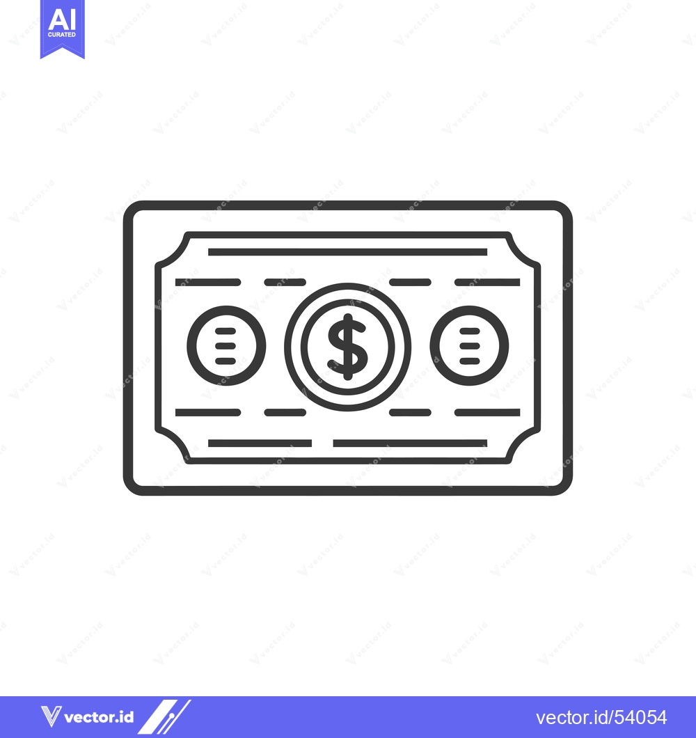 Premium Vector dari Line art illustration of a single US dollar bill
