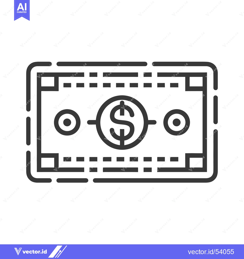 Premium Vector dari Line Art Illustration of a Single US Dollar Bill
