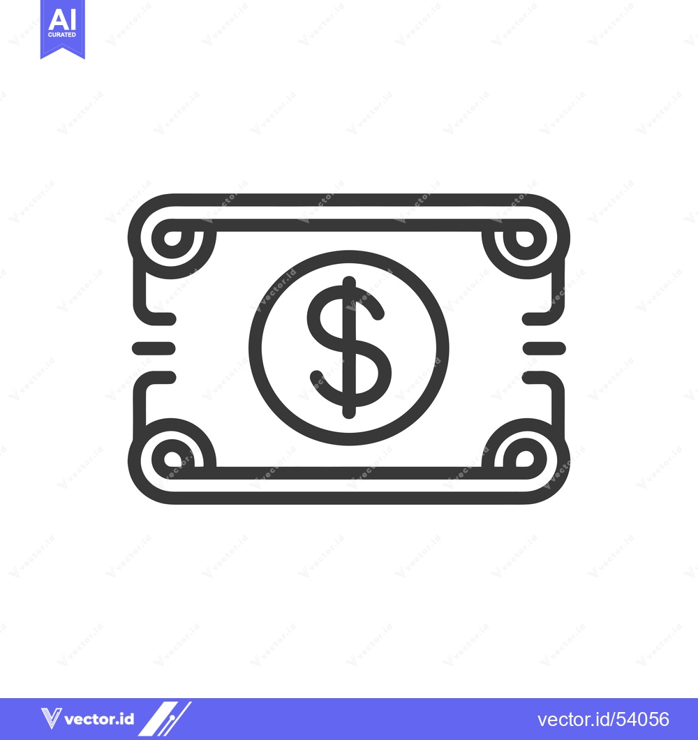 Premium Vector dari Line art illustration of a single US dollar bill