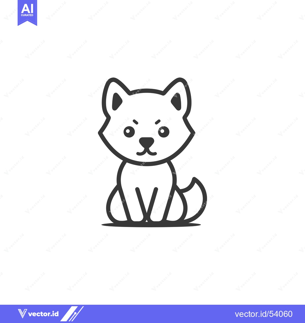 Premium Vector dari Line Art Illustration of a Sitting, Angry-Looking Dog