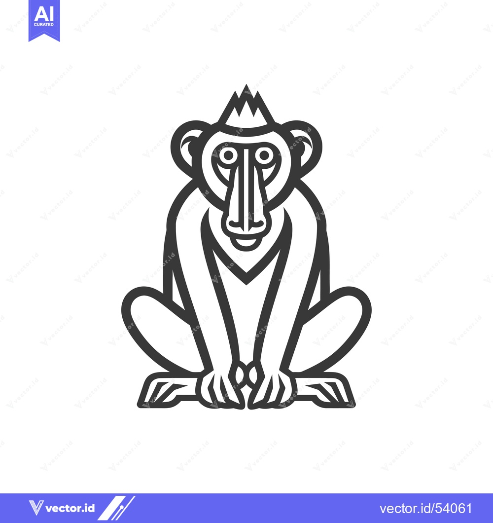 Premium Vector dari Line Art Illustration of a Sitting Baboon