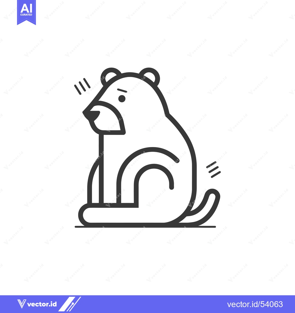 Premium Vector dari Line Art Illustration of a Sitting Bear with a Simple Design