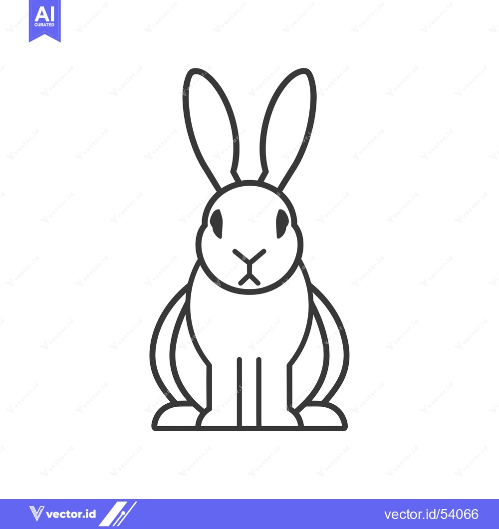 Premium Vector dari Line art illustration of a sitting bunny rabbit