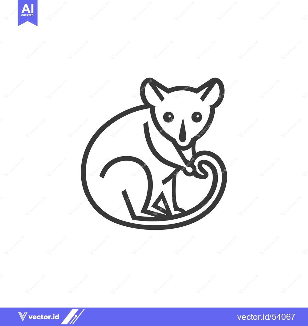 Premium Vector of Line Art Illustration of a Sitting Bush Baby