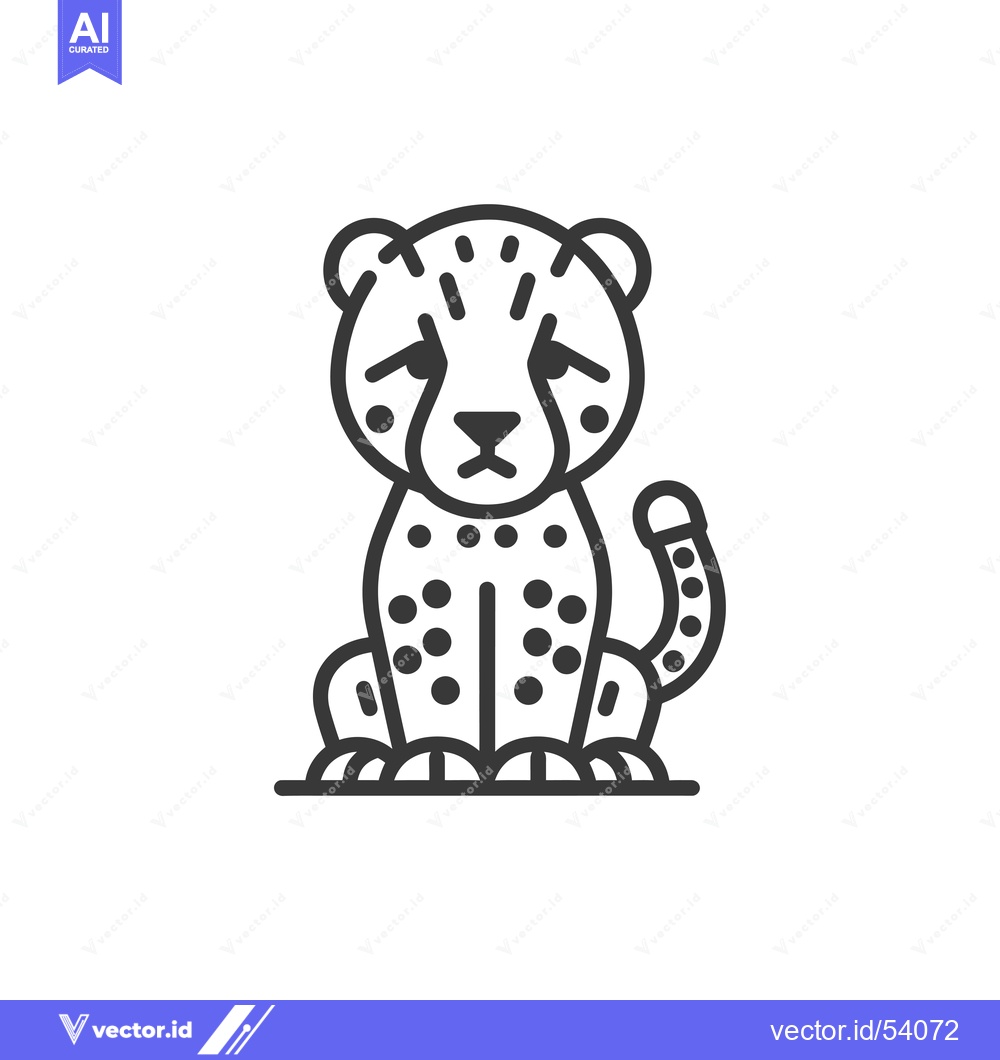 Premium Vector of Line Art Illustration of a Sitting Cheetah