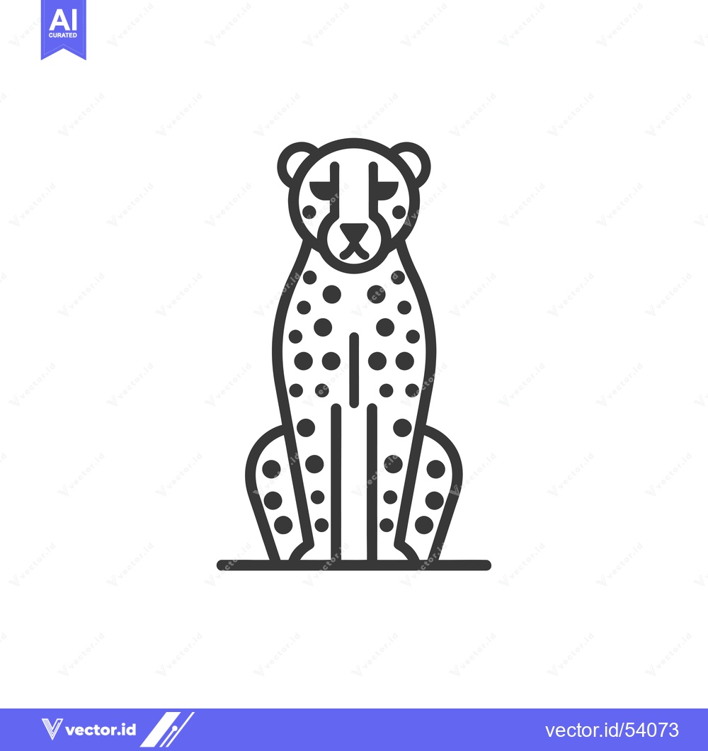 Premium Vector of Line Art Illustration of a Sitting Cheetah