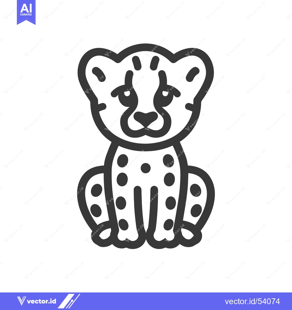 Premium Vector dari Line Art Illustration of a Sitting Cheetah Cub