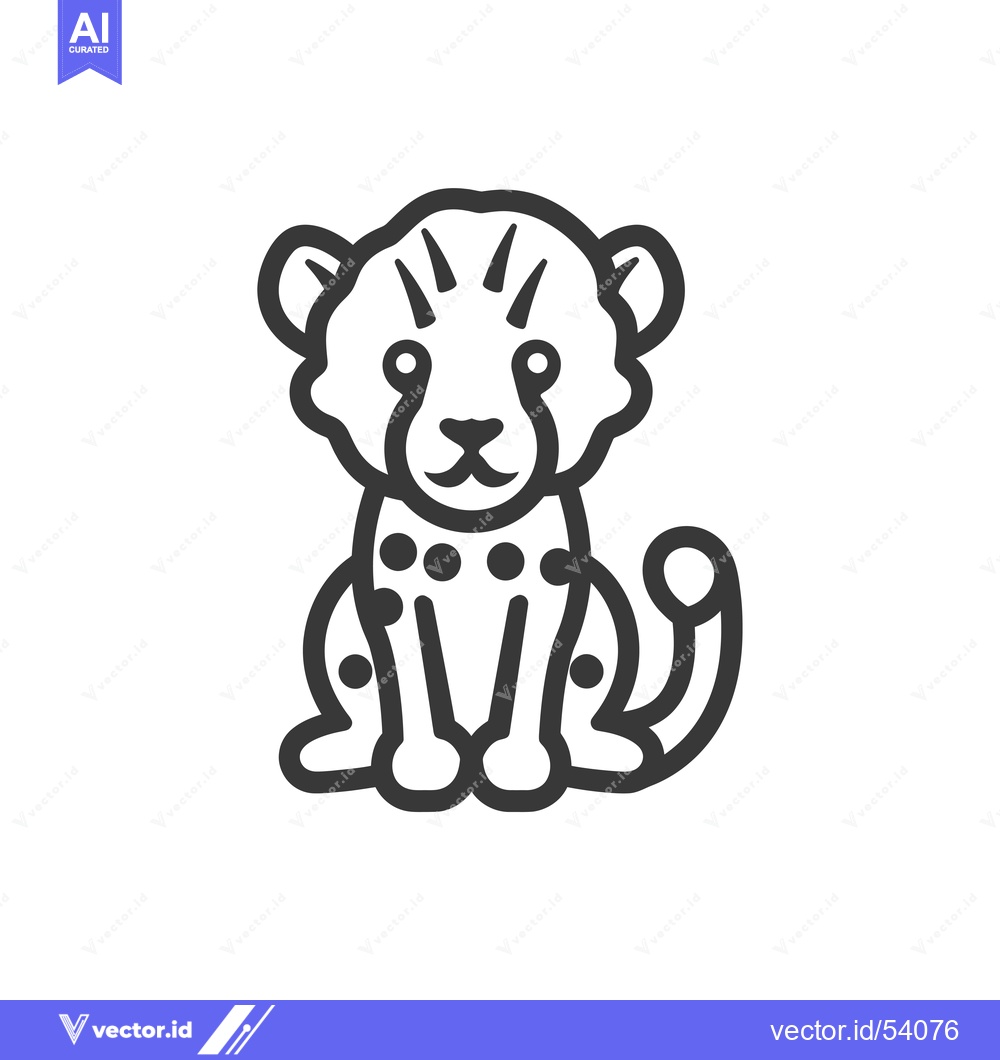 Premium Vector dari Line Art Illustration of a Sitting Cheetah Cub
