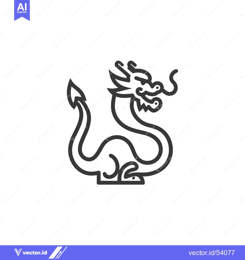 Premium Vector dari Line Art Illustration of a Sitting Chinese Dragon