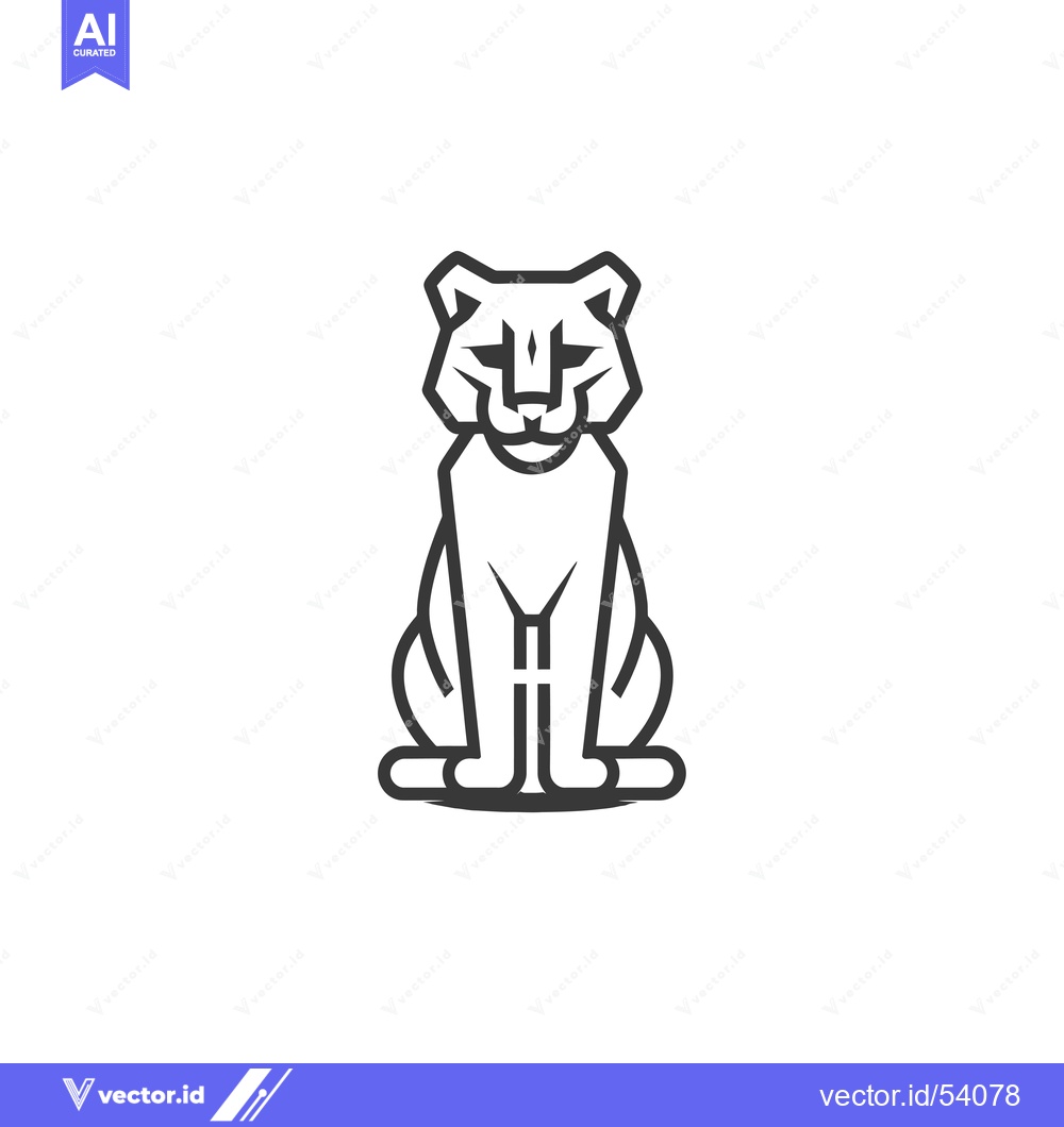 Premium Vector of Line Art Illustration of a Sitting Cougar