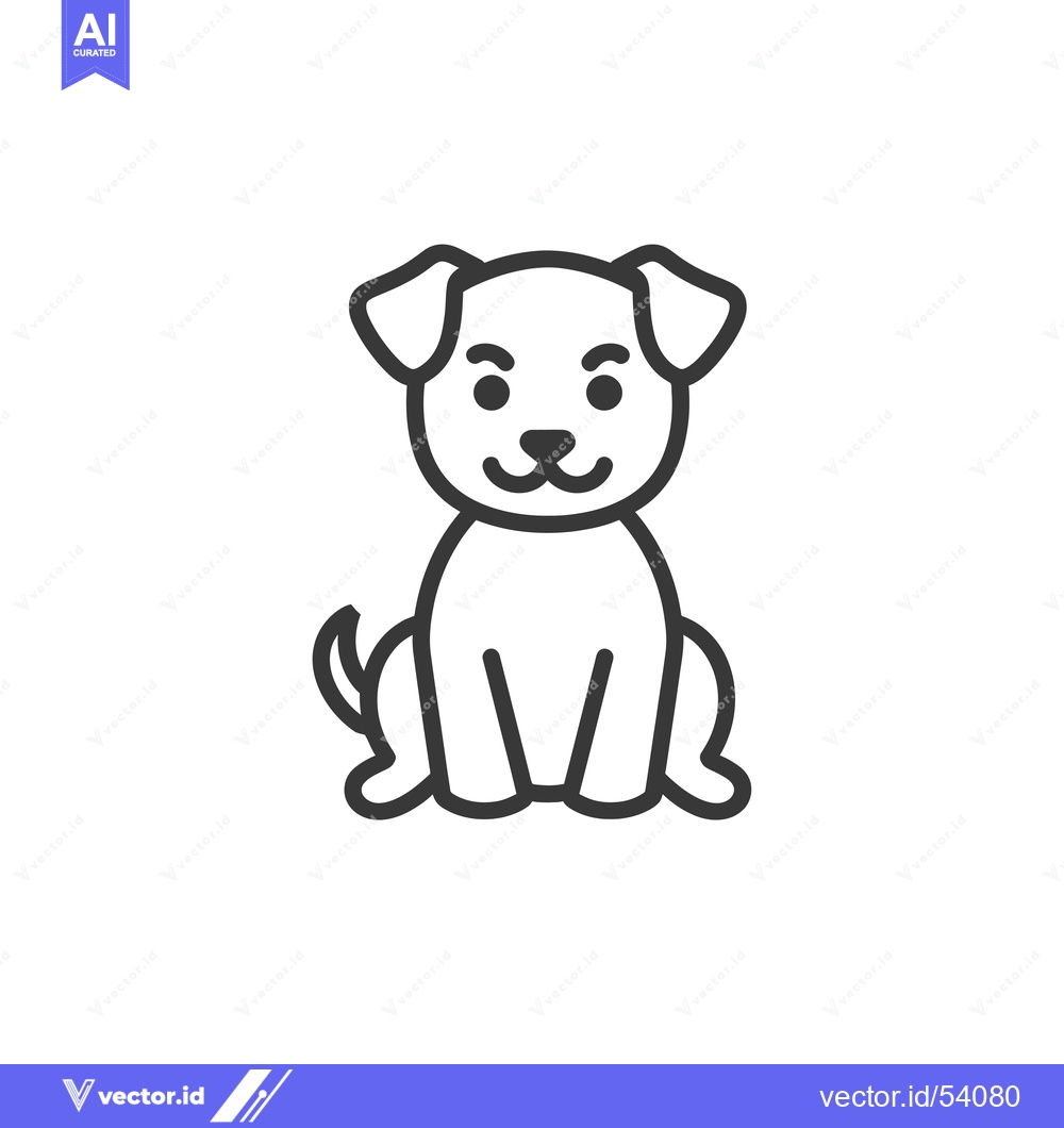 Premium Vector dari Line Art Illustration of a Sitting Dog