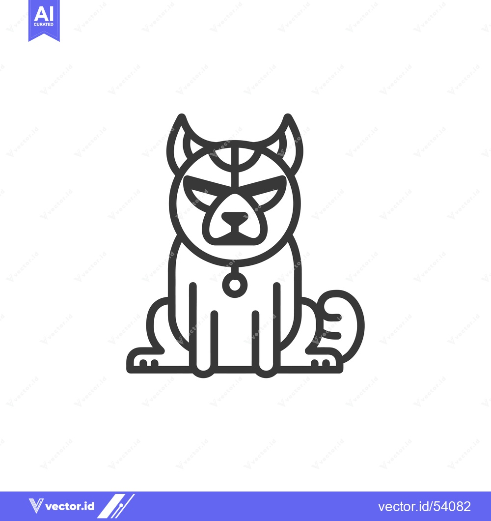 Premium Vector of Line Art Illustration of a Sitting Dog with Horns