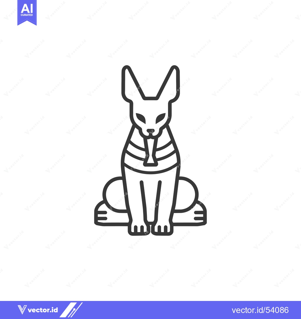 Premium Vector of Line Art Illustration of a Sitting Egyptian Cat Deity