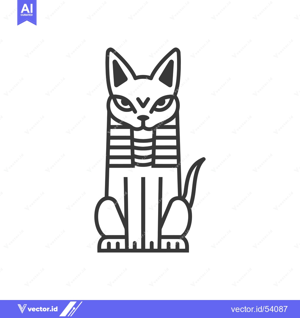 Premium Vector dari Line Art Illustration of a Sitting Egyptian Cat God