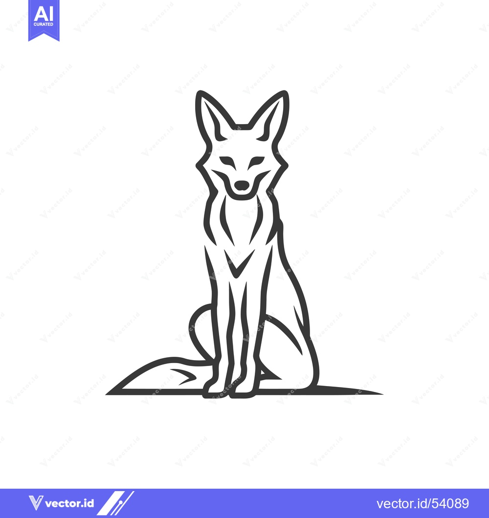 Premium Vector dari Line Art Illustration of a Sitting Fox