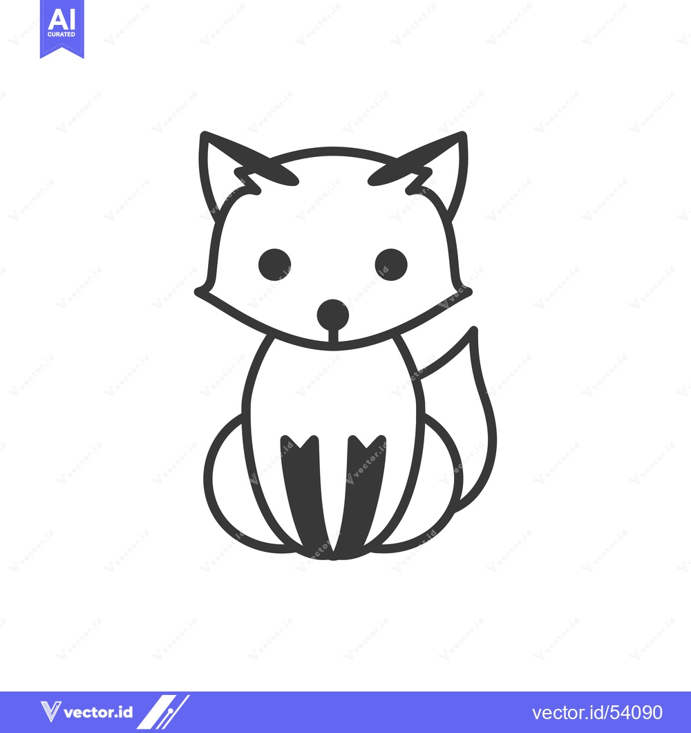 Premium Vector dari Line Art Illustration of a Sitting Fox