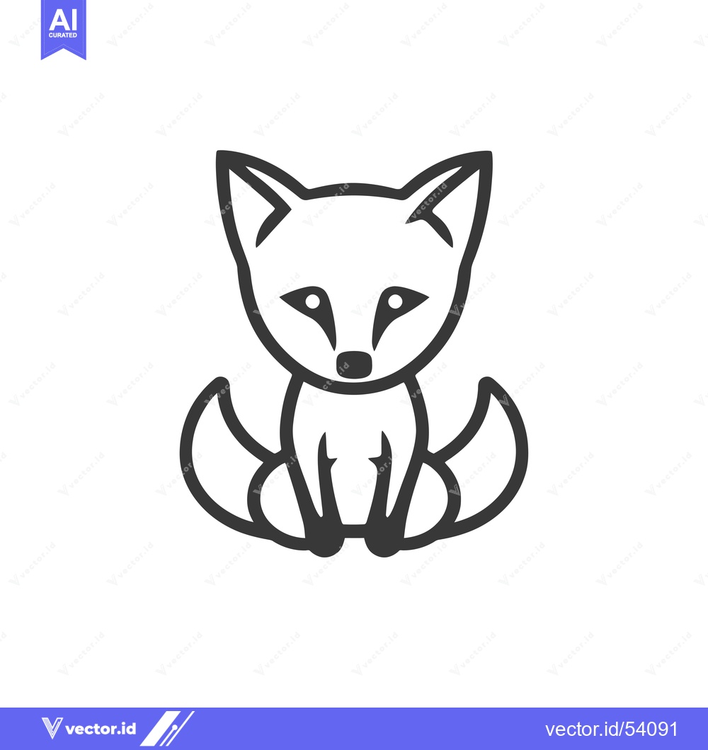 Premium Vector dari Line Art Illustration of a Sitting Fox