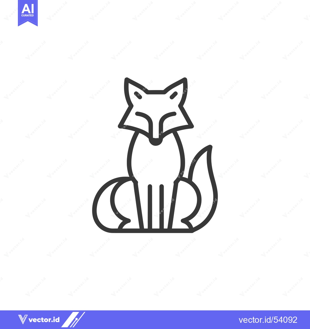 Premium Vector of Line Art Illustration of a Sitting Fox