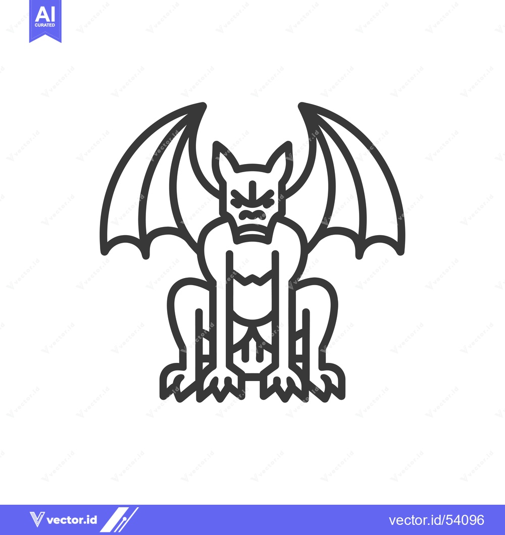 Premium Vector dari Line Art Illustration of a Sitting Gargoyle with Wings